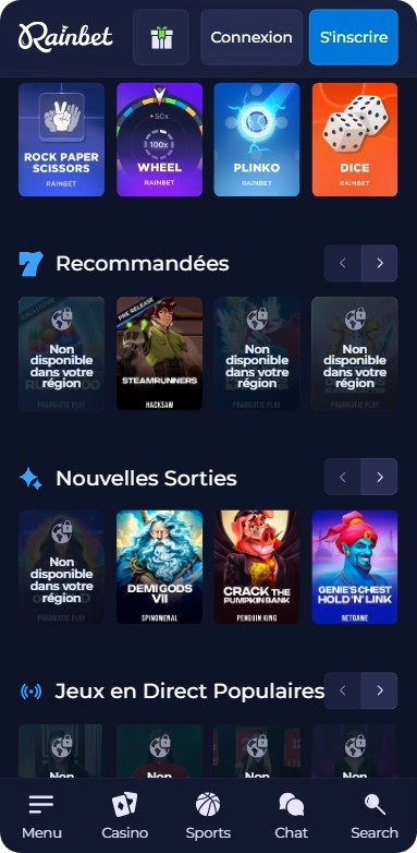 Rainbet jeux
